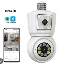 دوربین مدار بسته وای فای لامپی چرخشی دو لنز ا  dual-lens rotating lamp wifi camera