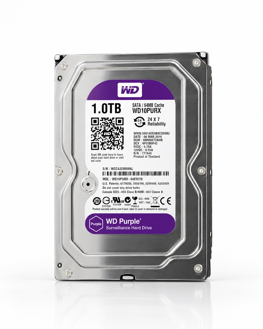 هارد اینترنال وسترن دیجیتال بنفش 1TB شرکتی